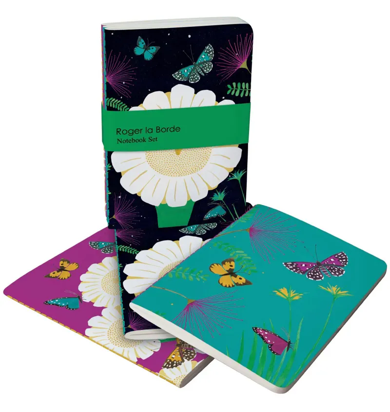 Roger La Borde Set of 3 A6 Notebook Set - Night Flower