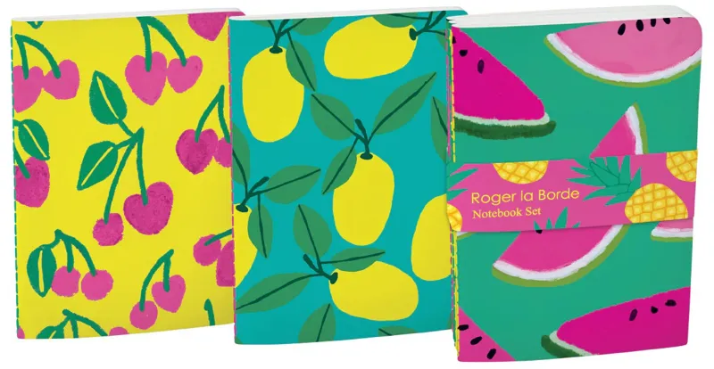 Roger La Borde Set of 3 A6 Notebooks - Cute Fruit-1