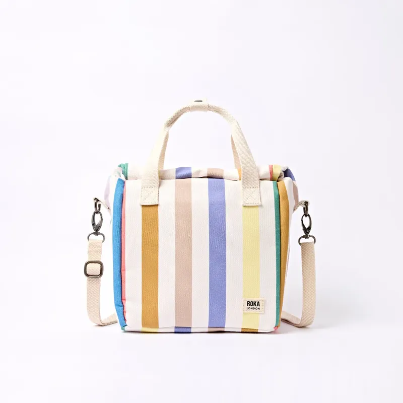Roka Hampstead Lunch Bag Cotton Canvas Pastel Multistripe