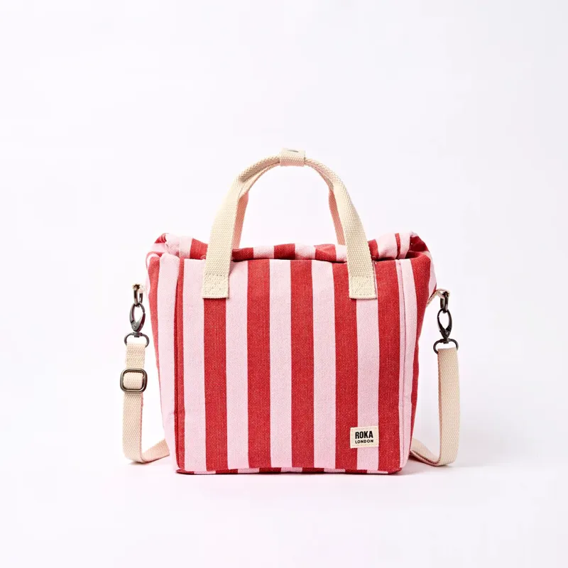 Roka Hampstead Lunch Bag Cotton Canvas Strawberry Stripe
