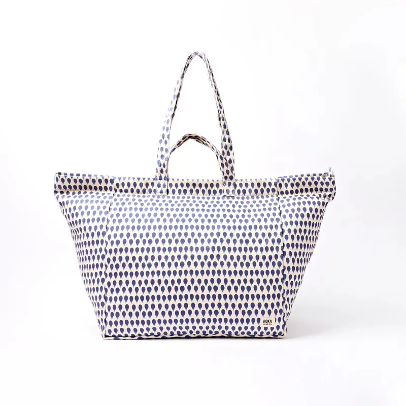 Roka Marylebone Tote Cotton Canvas Denim Rain Indigo