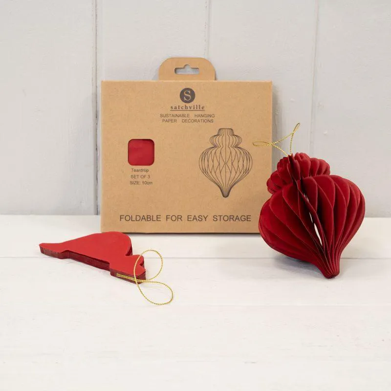 Satchville Gift Company S-3 Deep Red Teardrop Baubles-1