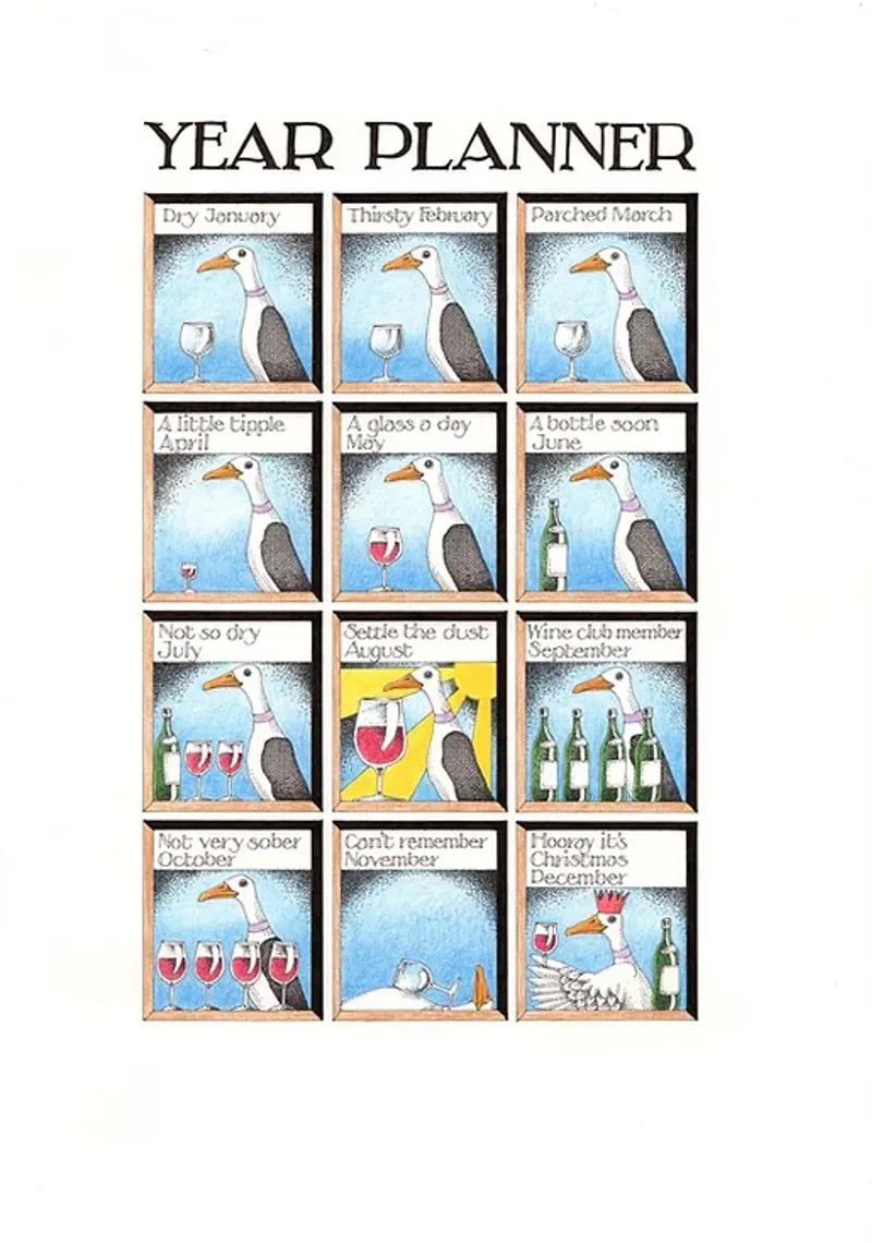 Simon Drew Tea Towel - Year Planner