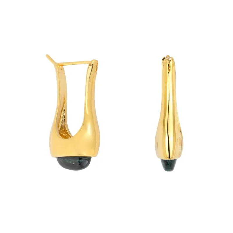 Vurchoo Long Eclipse Green Malachite Hoops Gold