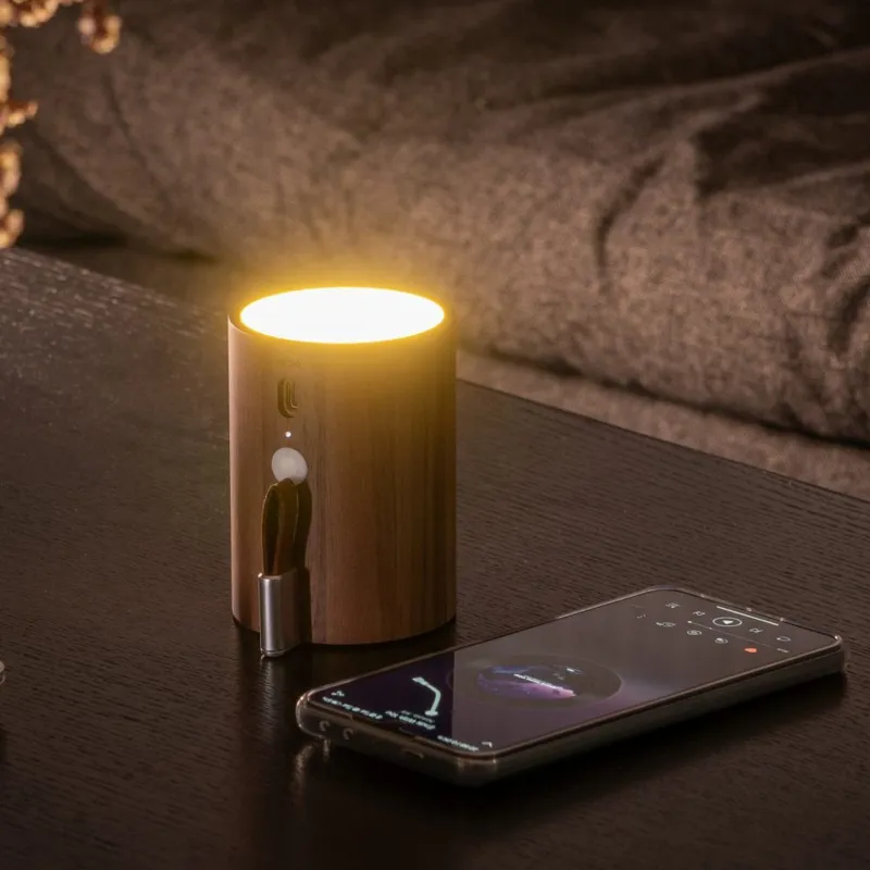 Gingko Drum Light Bluetooth Speaker Walnut-1