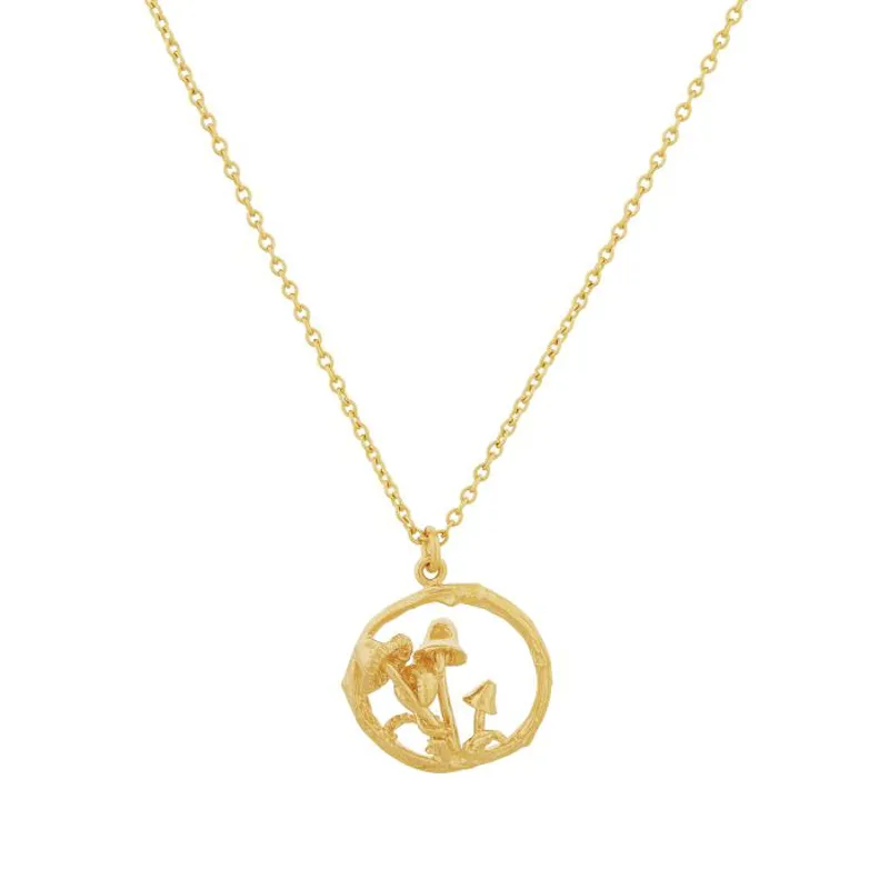 Alex Monroe Gold Plate Mushroom Patch Necklace